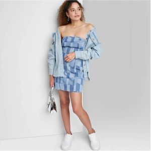Wild Fable Indigo Denim Jean Patch Sleeveless Bodycon Dress